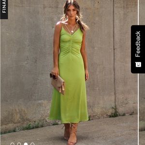 Zya Ruched Midi Dress - Green